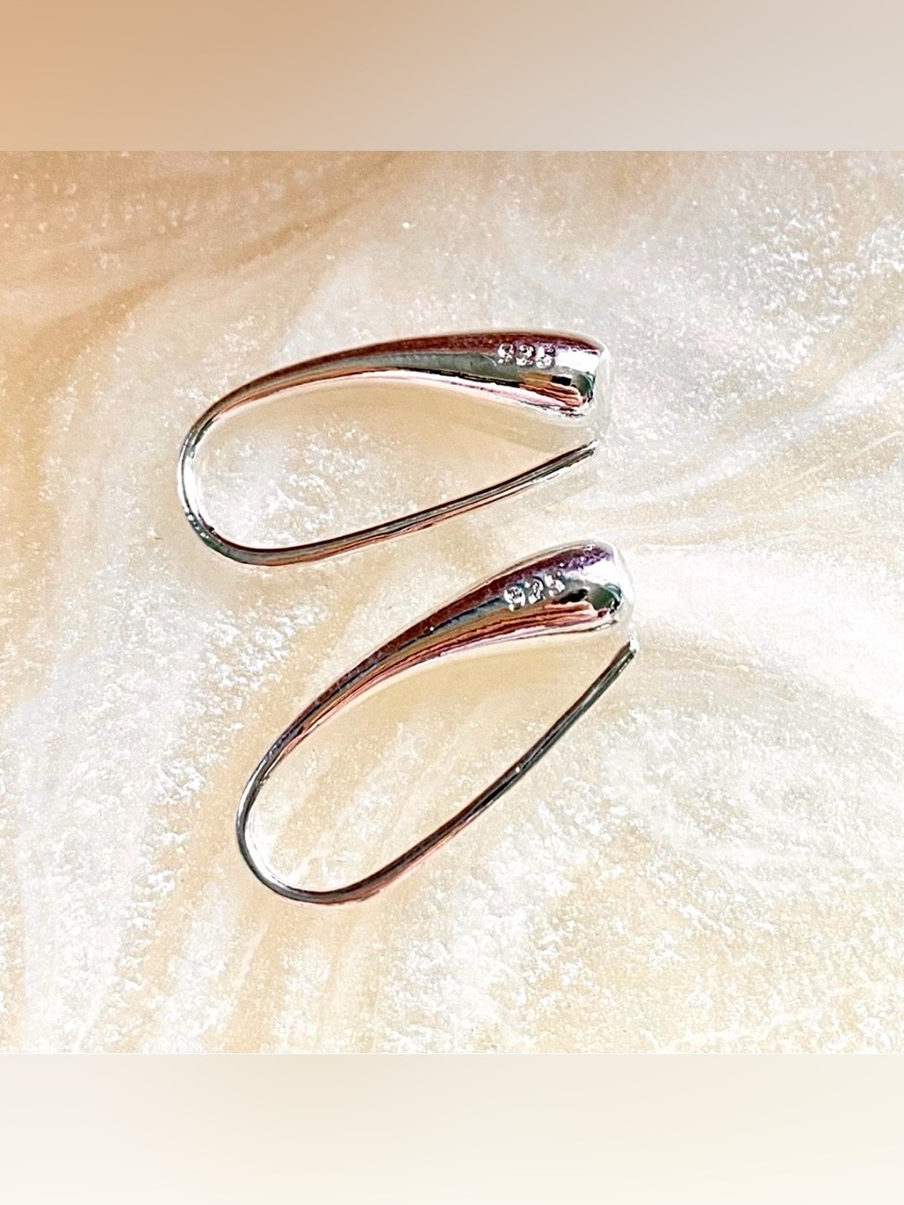 Silver Teardrop Hoop Earrings - Silver Tone